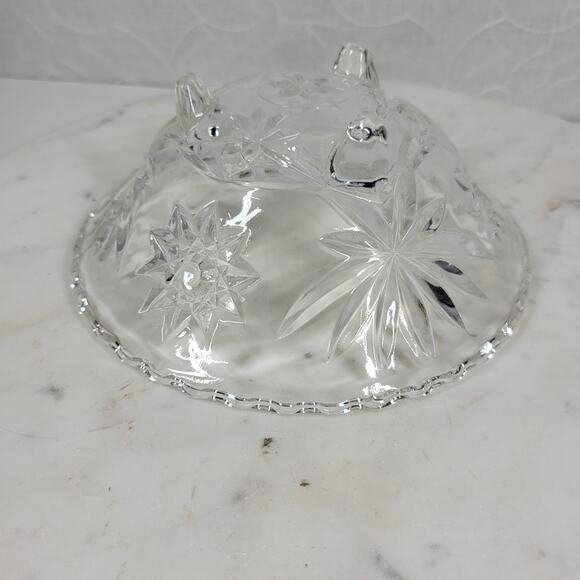 Vintage Crystal 3 Toed Footed Cut Glass Bowl 6.5"x2.5" Clear Candy Trinket Dish - Picture 9 of 16